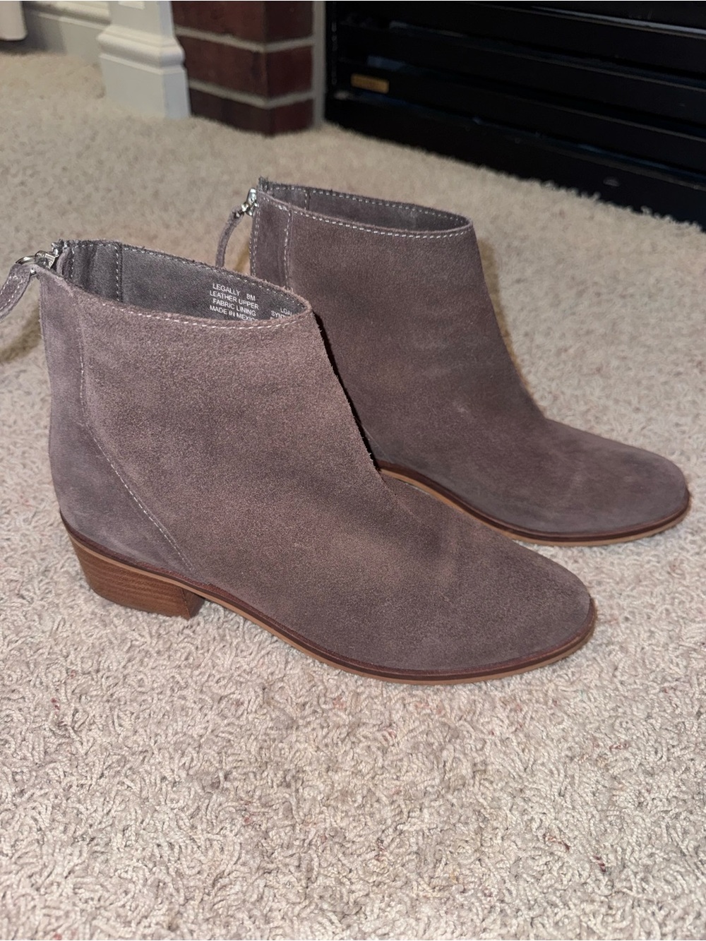 Steve Madden “Legally”Suede Side-Zip Ankle Bootie in Taupe, Neutral, Minimalist